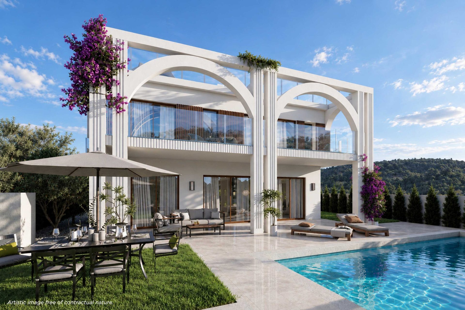 Villa with Private Pool and Solarium (Villa with pool, terrace and garden (visualisation))