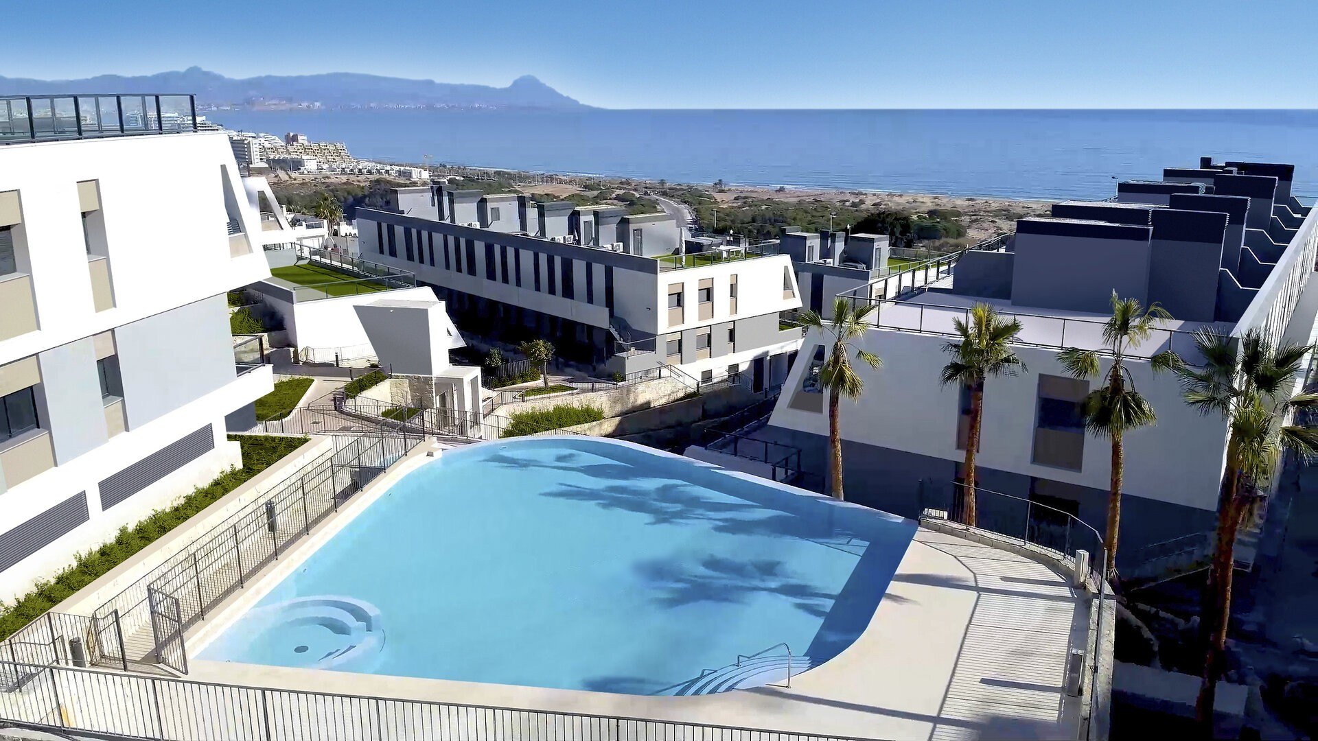 Communal pool with sea view