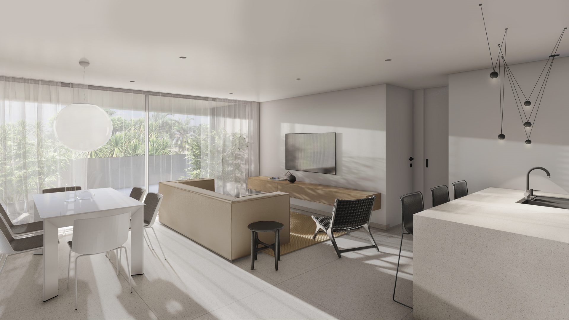 Penthouse with Rooftop Terrace and Underground Garage – living area of the show apartment