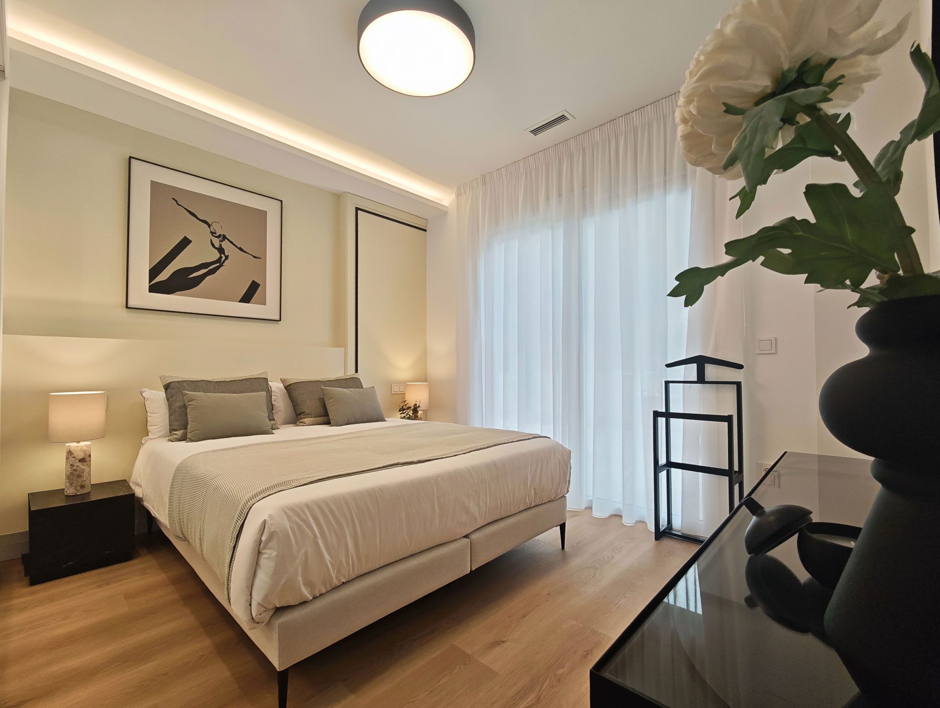Bedroom of the show apartment