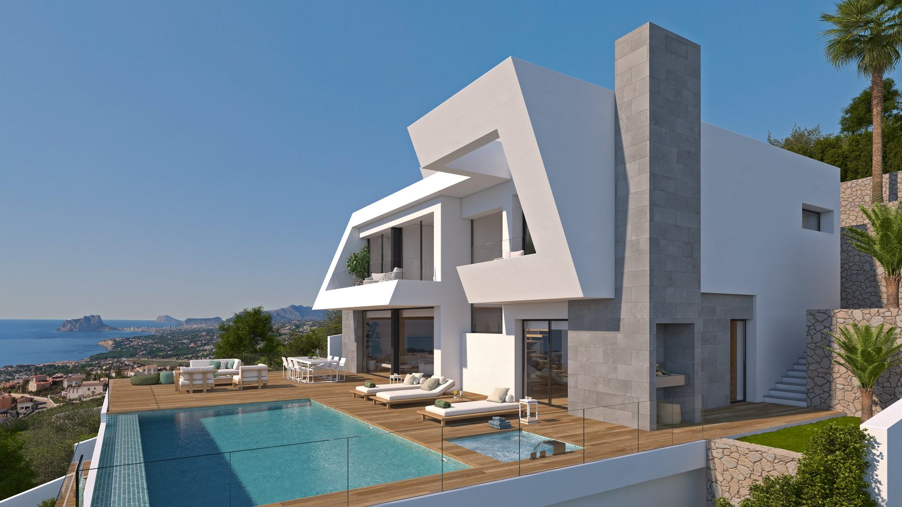 Side view of Villa with Infinity Pool and Panoramic Sea Views