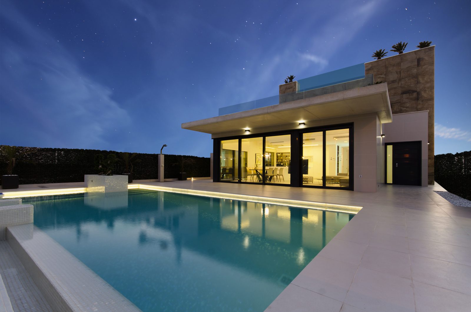 New-build villa with pool, spa bathroom and lighting concept in Orihuela Costa