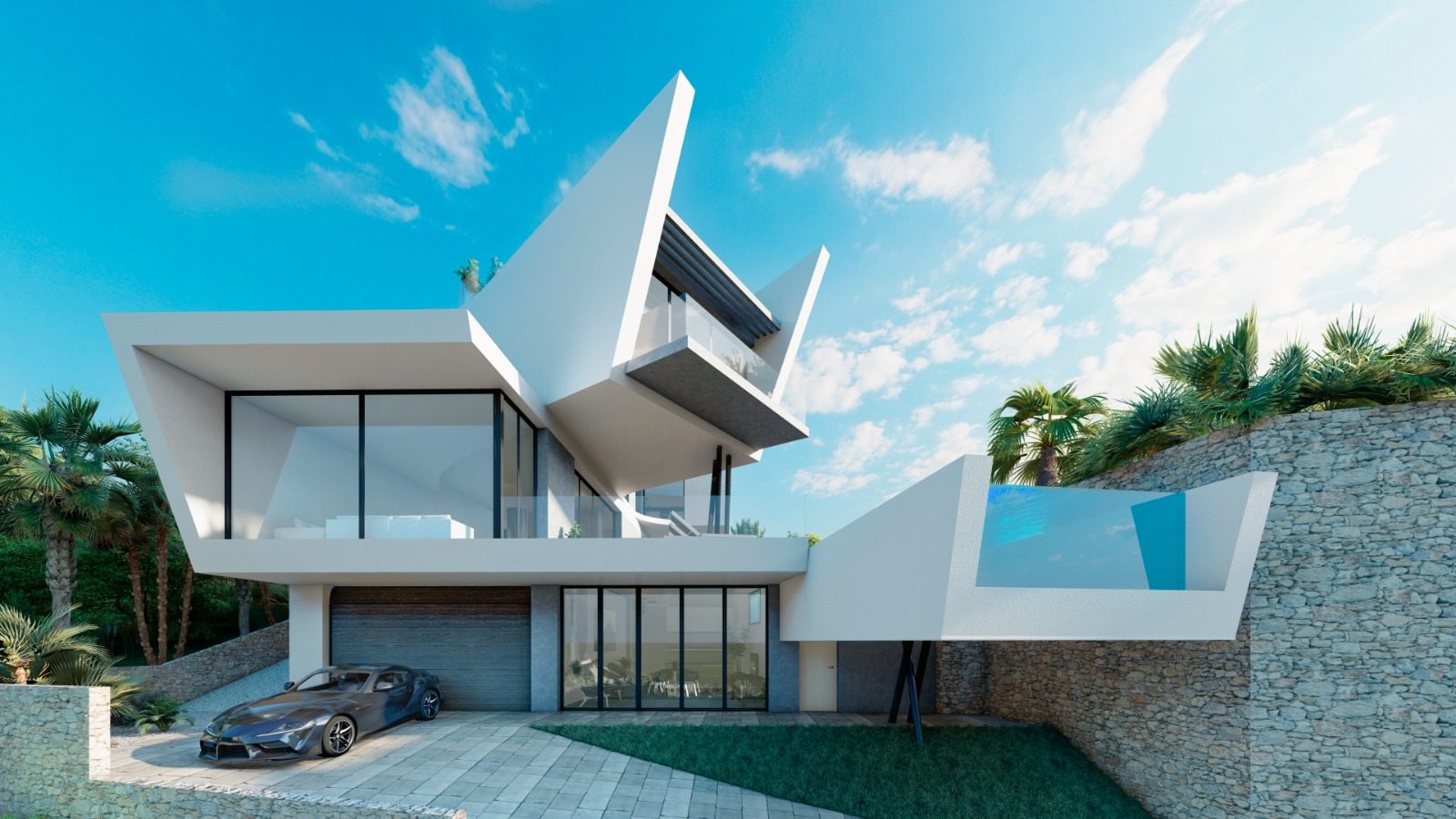 Architect-designed villa with infinity pool and roof terrace in Orihuela Costa