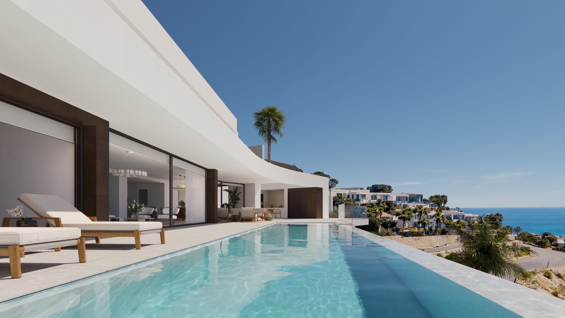 An infinity pool that extends the home into the blue of the sea