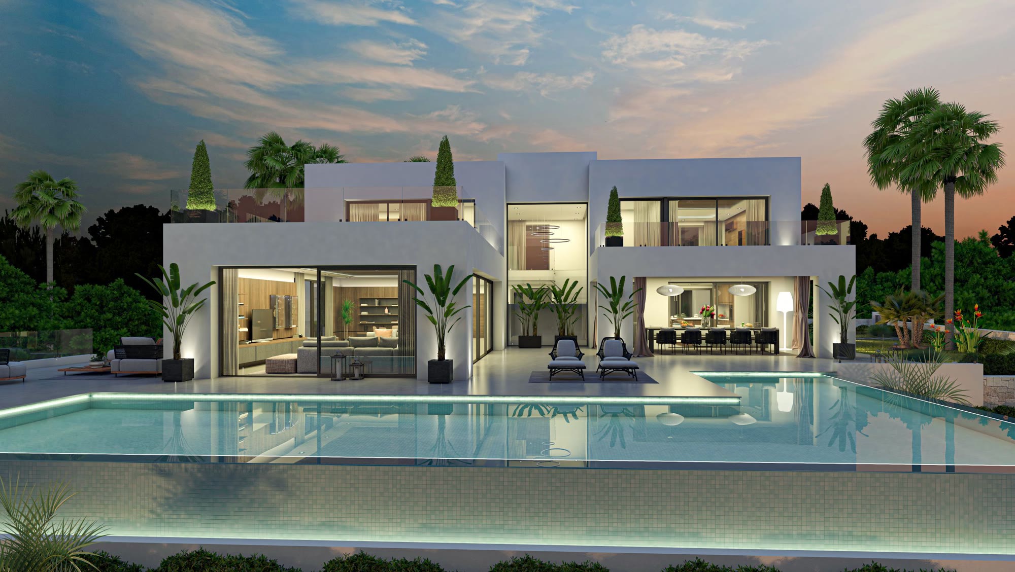 Modern villa with sea views and indoor pool in Las Rotas