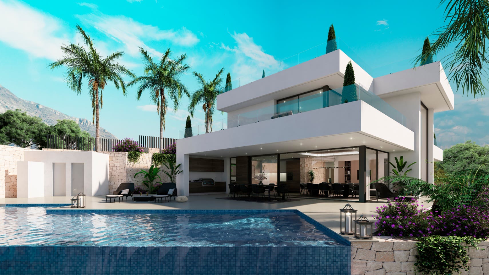 Design villa with lift, spa area and sea views in Las Rotas