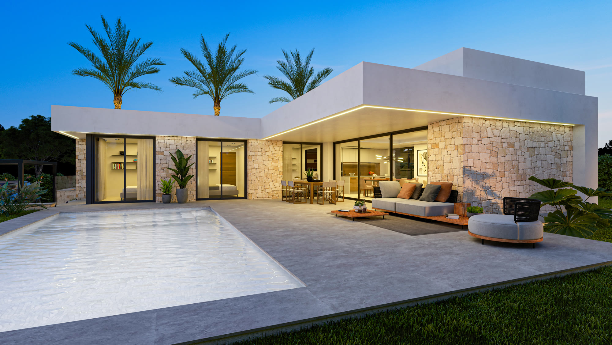 Single-level villa with pool and mountain views in Dénia