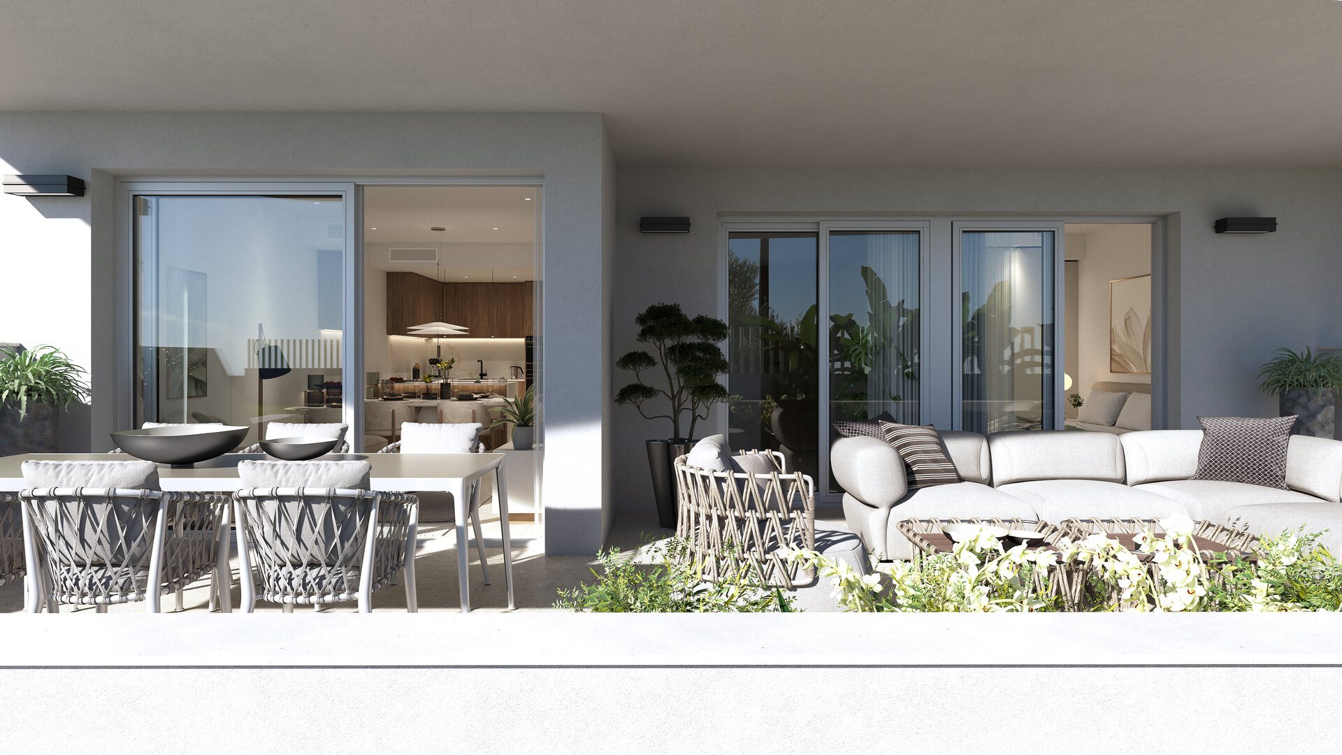Holiday Apartment with Panoramic Roof Terrace – large terrace with lounge seating