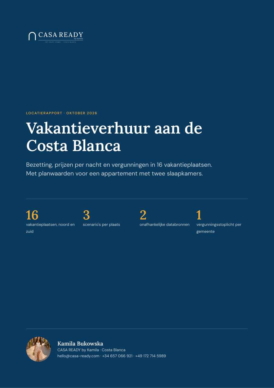 Voorpagina van het CASA READY Locatierapport Costa Blanca 2026