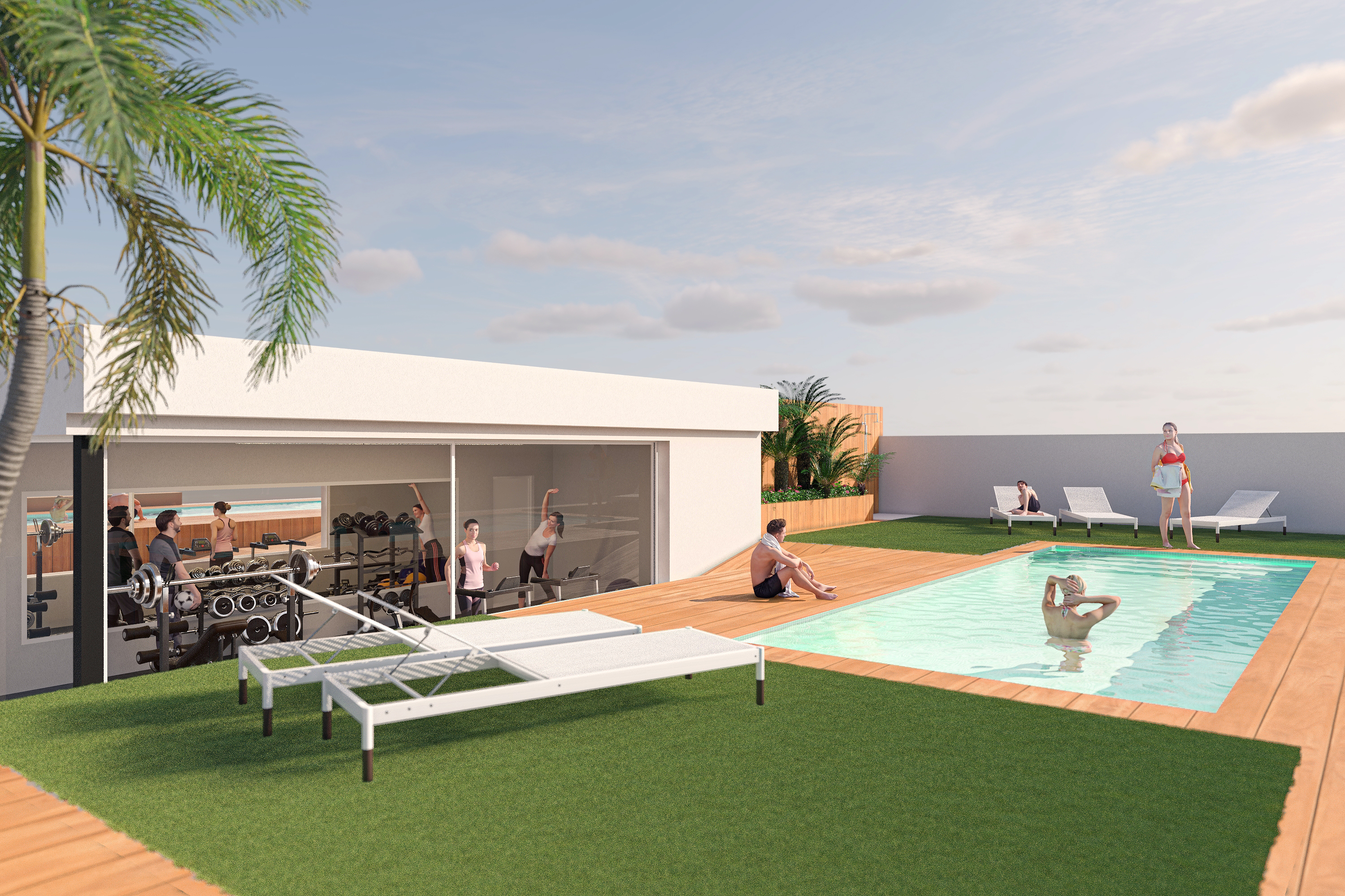 2-bedroom holiday apartment (rooftop pool, visualisation)