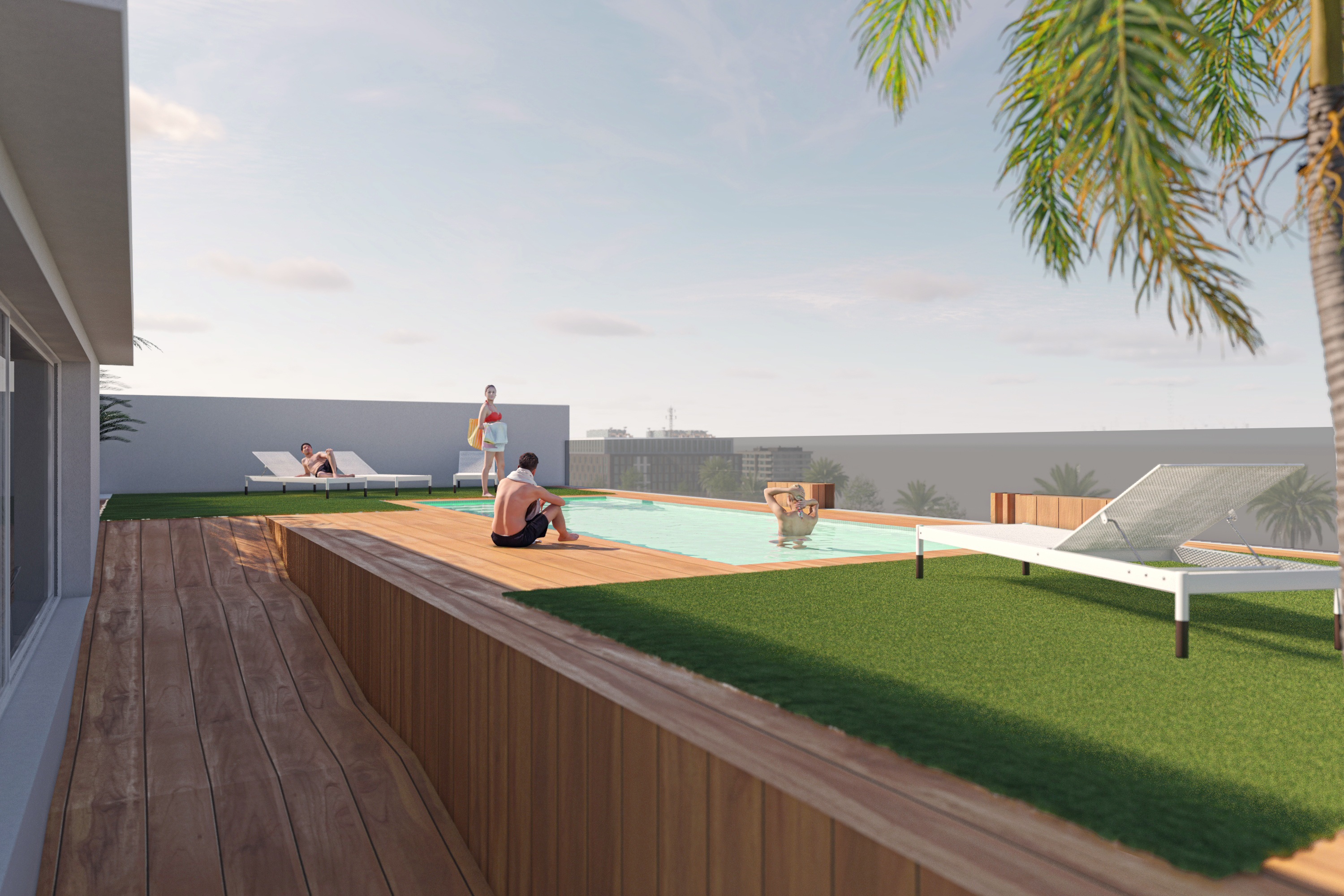 1-bedroom holiday apartment (rooftop pool, visualisation)