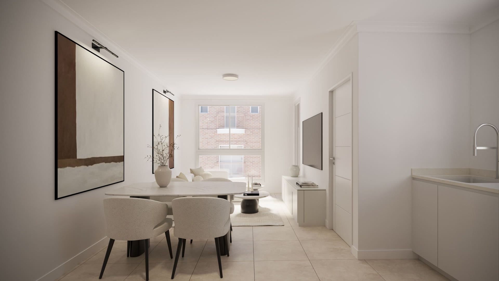 Living area with kitchen, visualisation