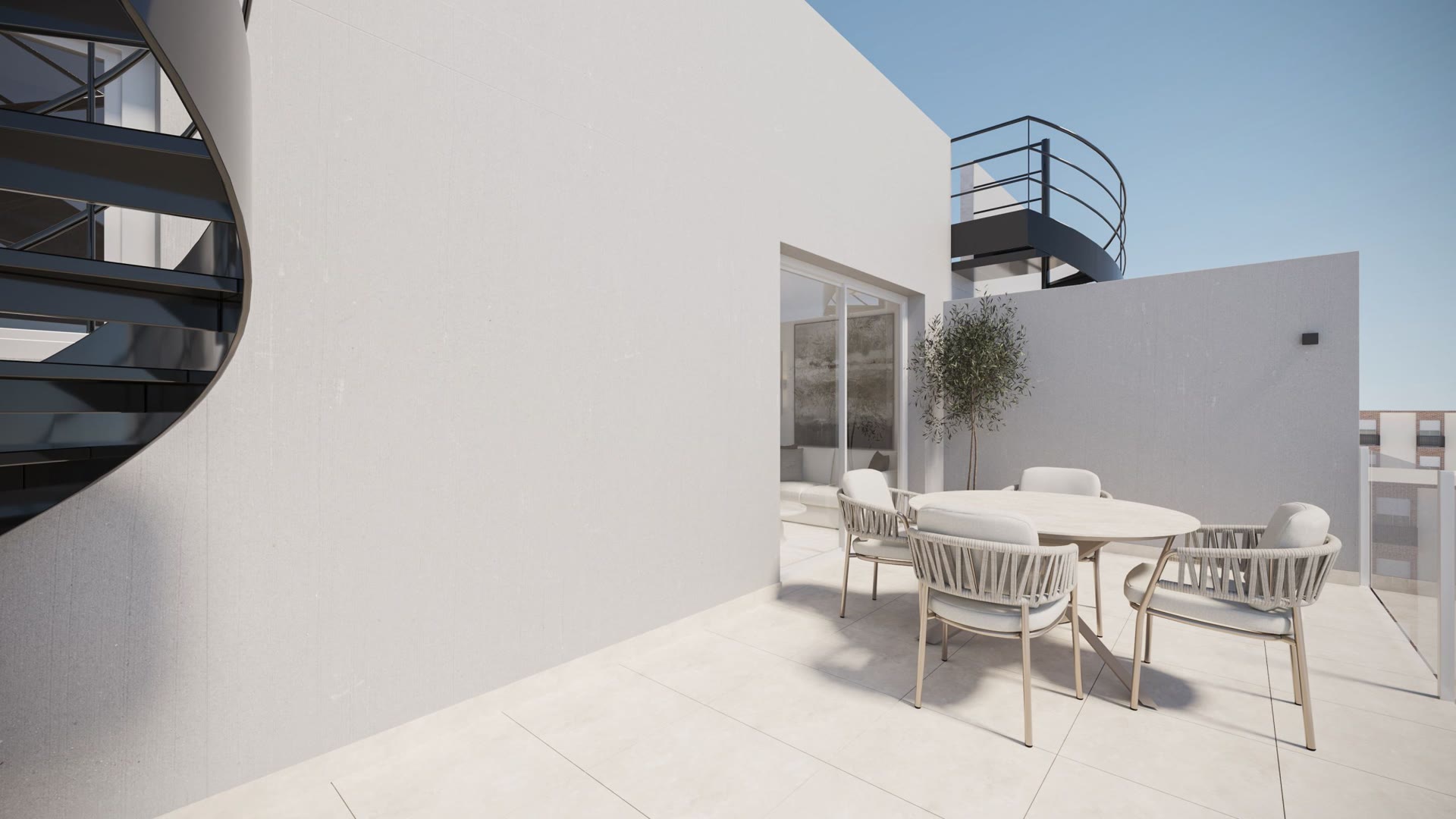 Roof terrace with seating, visualisation